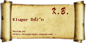 Kluger Bán névjegykártya